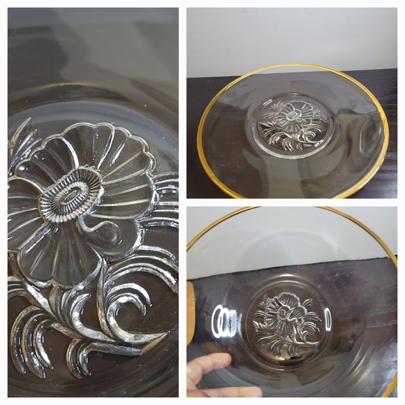 Vtg Gailstyn It's a "Dilly" 22K Gold Gilt Rimmed Glass Lot of 7 Serve Ware - Picture 3 of 12